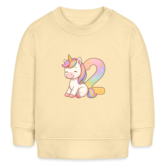 2. Geburtstag Einhorn - Bio Baby Pullover - Creme