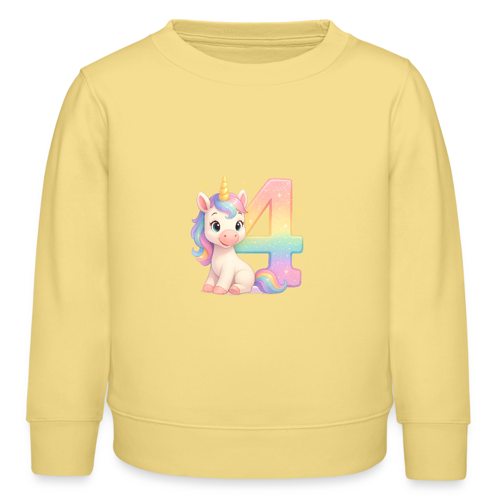 4. Geburtstag Einhorn - Bio Kinder Pullover - Gelb Viva