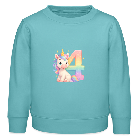 4. Geburtstag Einhorn - Bio Kinder Pullover - Pastelltürkis