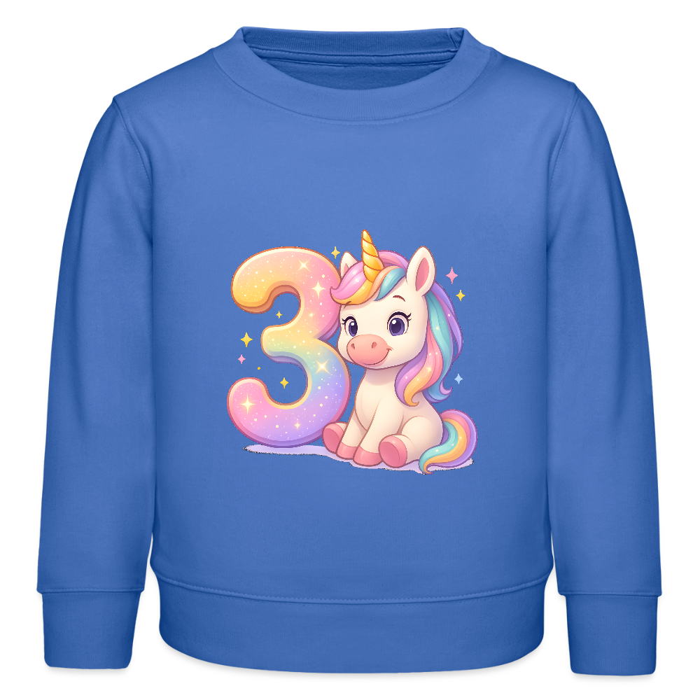 3. Geburtstag Einhorn - Bio Kinder Pullover - carolina Blue