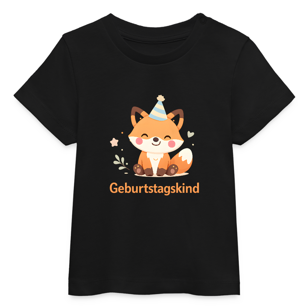 Fuchs Geburtstag - Bio Baby T-Shirt - Schwarz