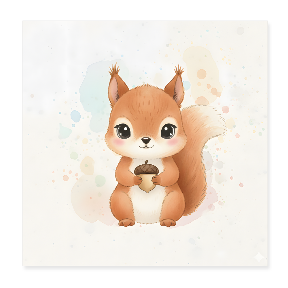Eichhörnchen Poster 20x20 cm - Weiß