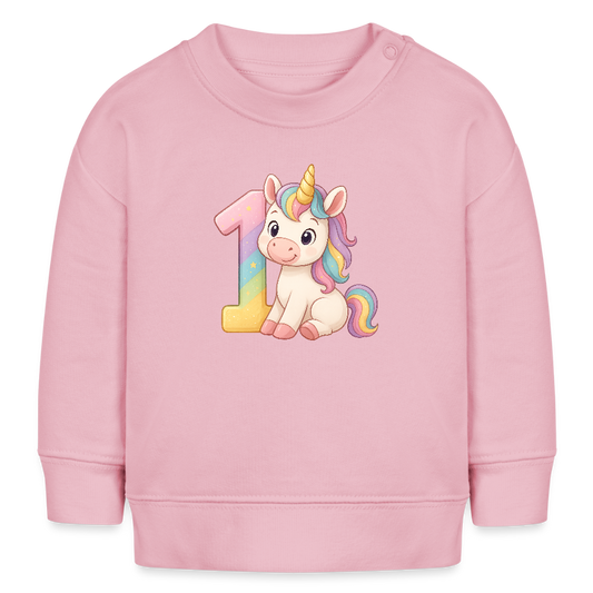 1. Geburtstag Einhorn - Bio Baby Pullover - Hellrosa