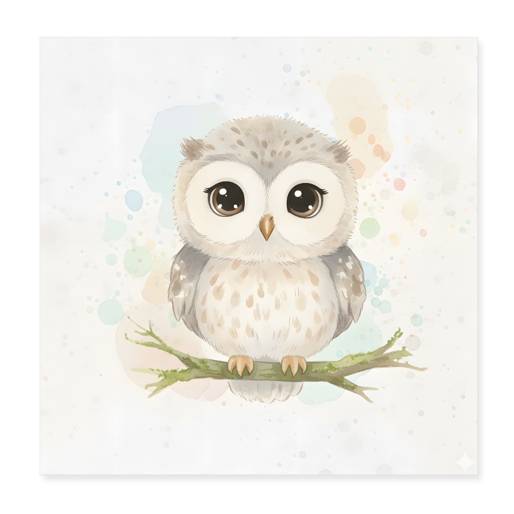 Eule Poster 20x20 cm - Weiß