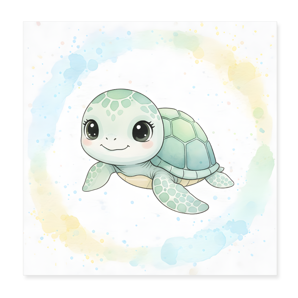 Schildkröte Poster 20x20 cm - Weiß