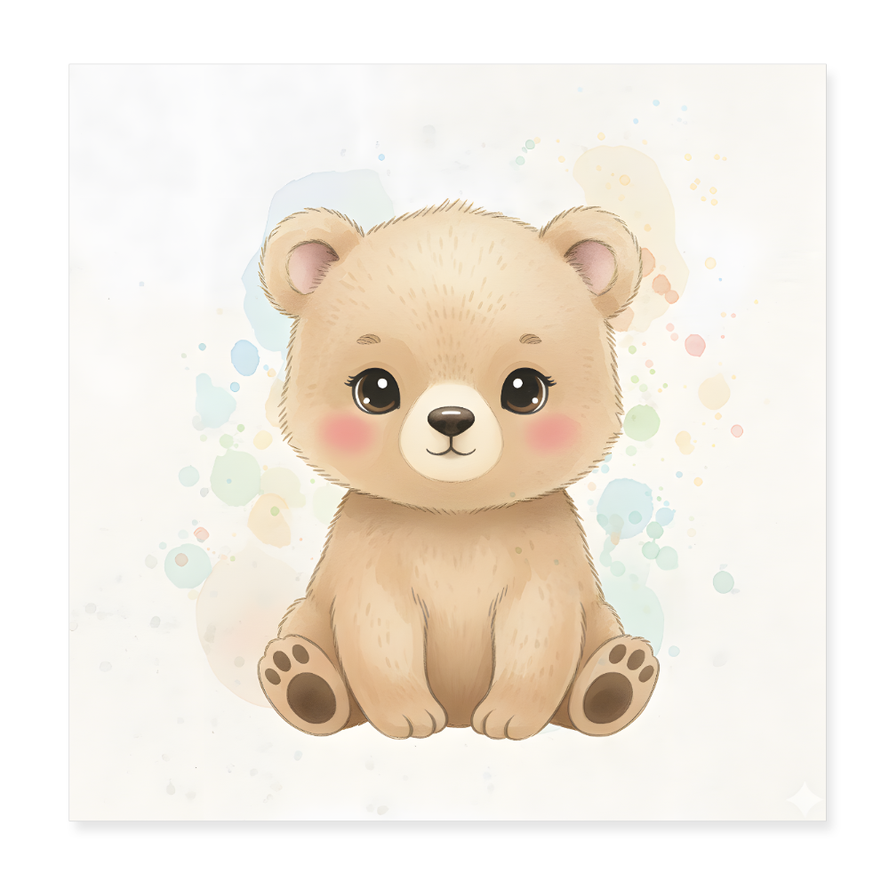 Bär Poster 20x20 cm - Weiß