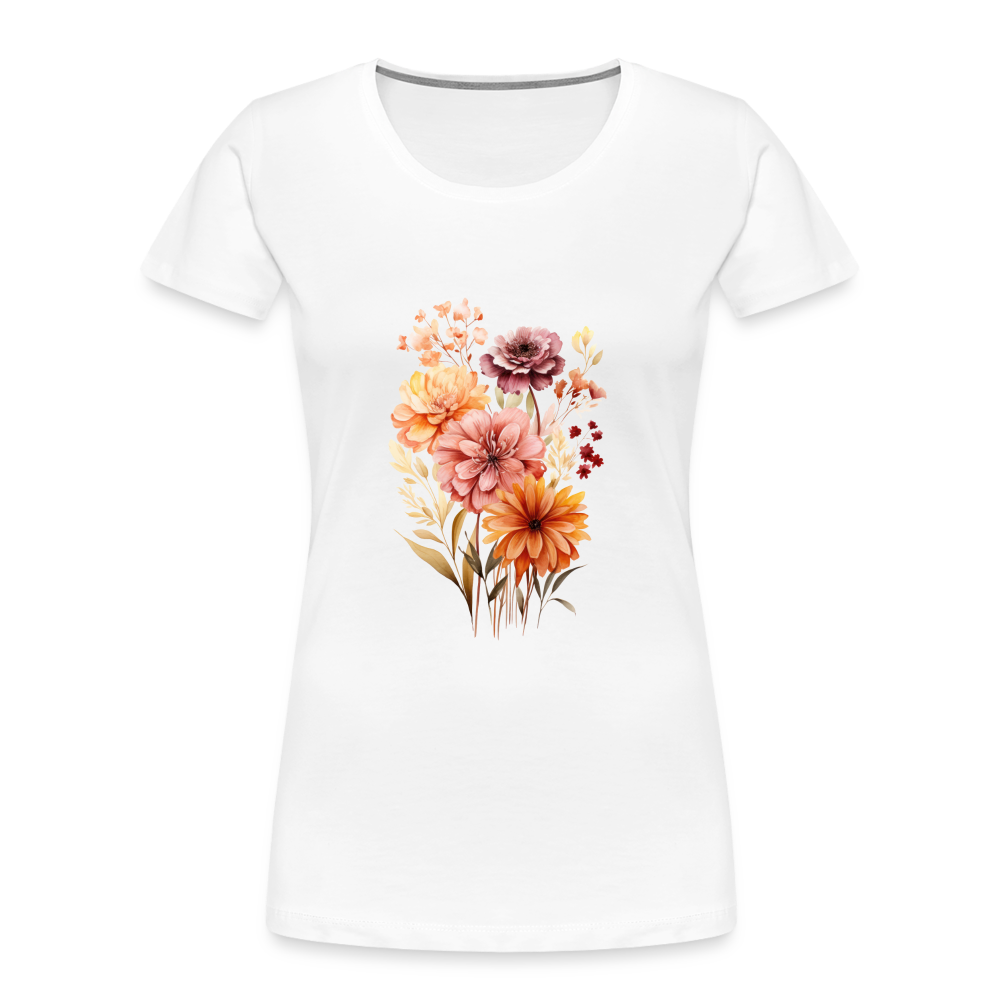 Frauen Blumen Bio T-Shirt - weiß