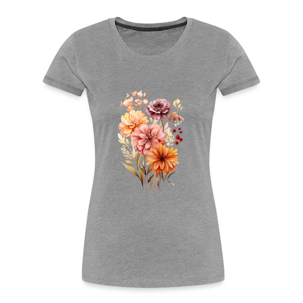Frauen Blumen Bio T-Shirt - Grau meliert