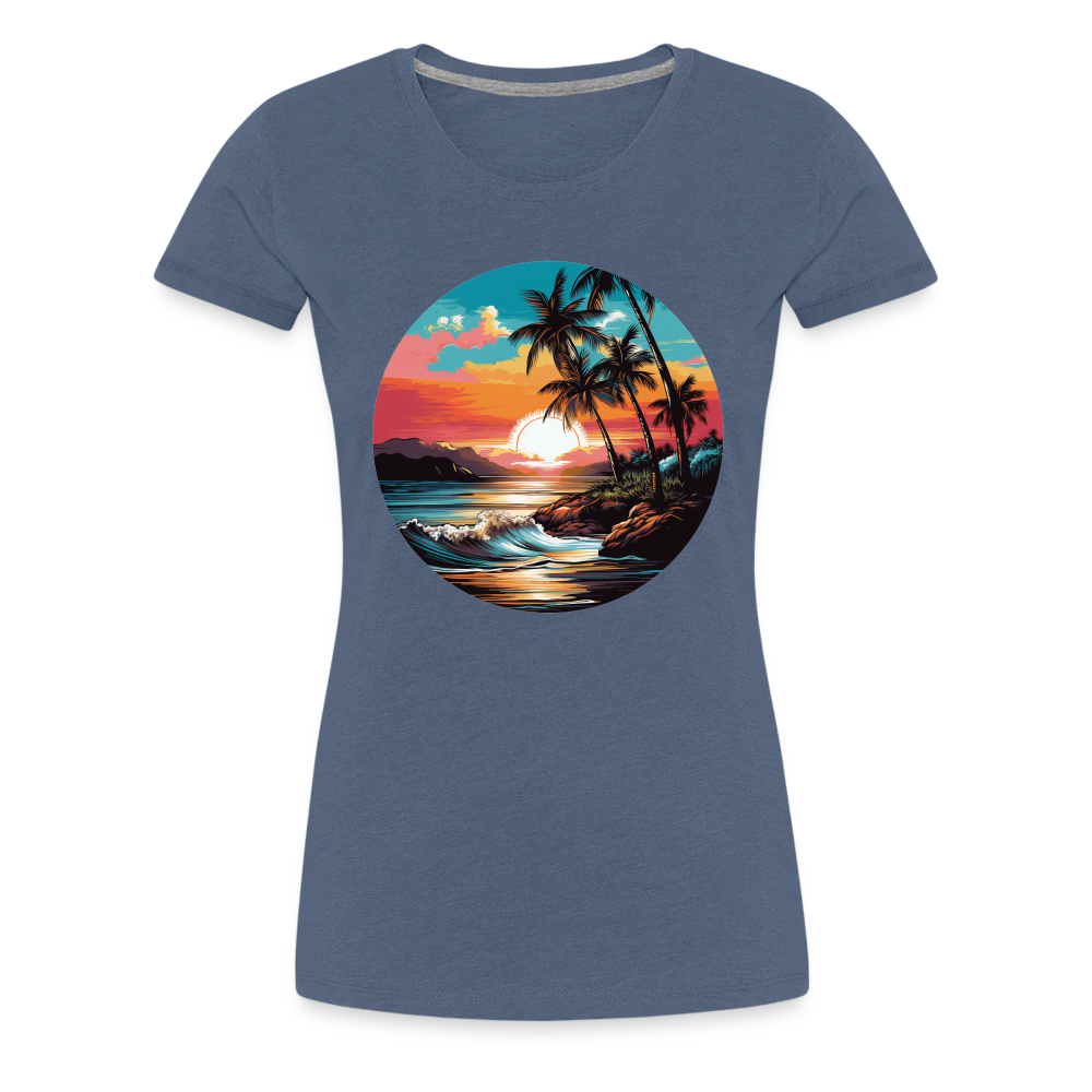 Tropical Frauen T-Shirt - Blau meliert