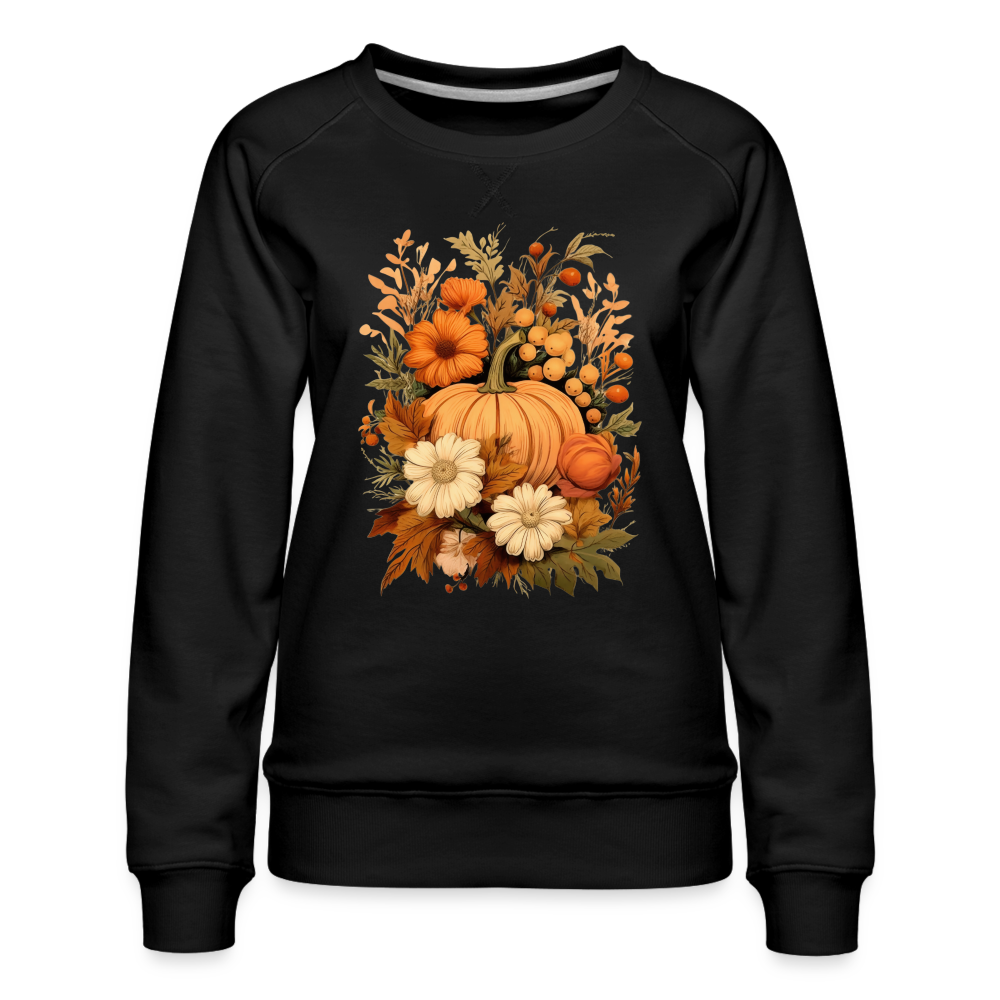 Kürbis Blumen Frauen Pulli - Schwarz