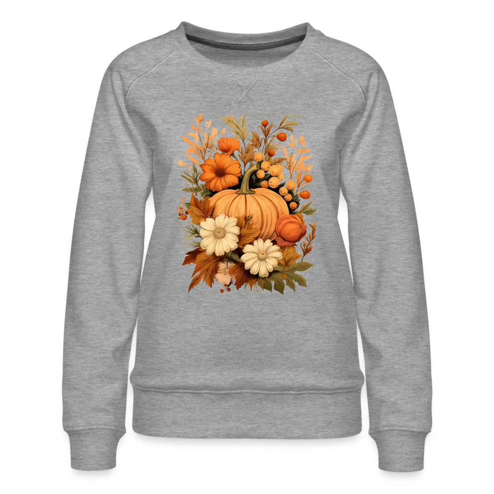 Kürbis Blumen Frauen Pulli - Grau meliert