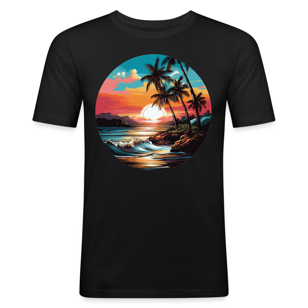 Tropical Männer Slim Fit T-Shirt - Schwarz