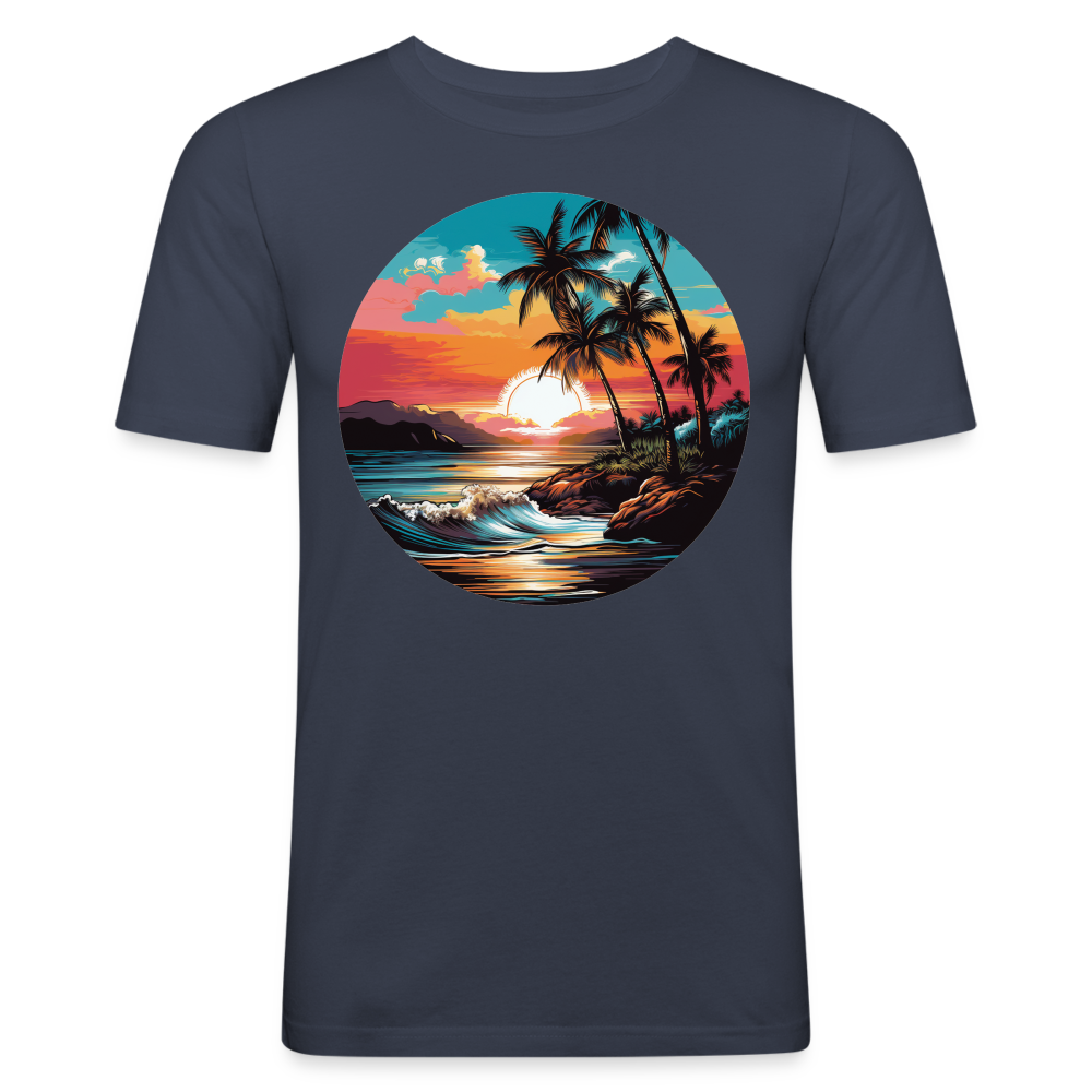 Tropical Männer Slim Fit T-Shirt - Navy