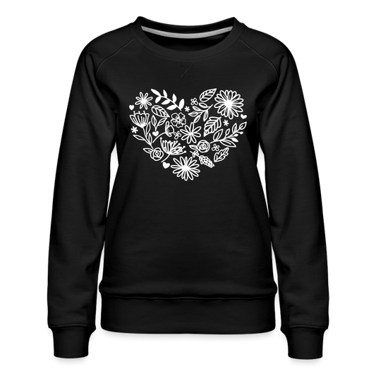 Blumenherz - Frauen Premium Pullover - Schwarz