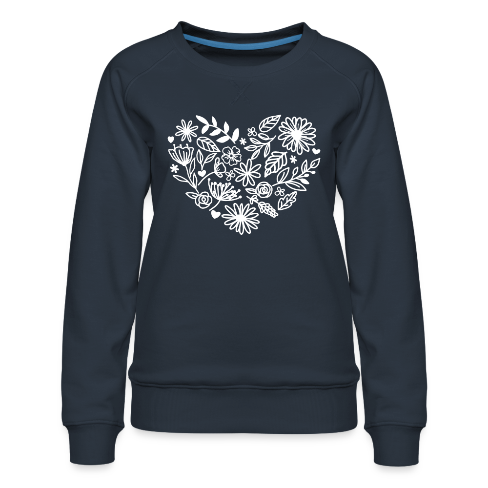 Blumenherz - Frauen Premium Pullover - Navy
