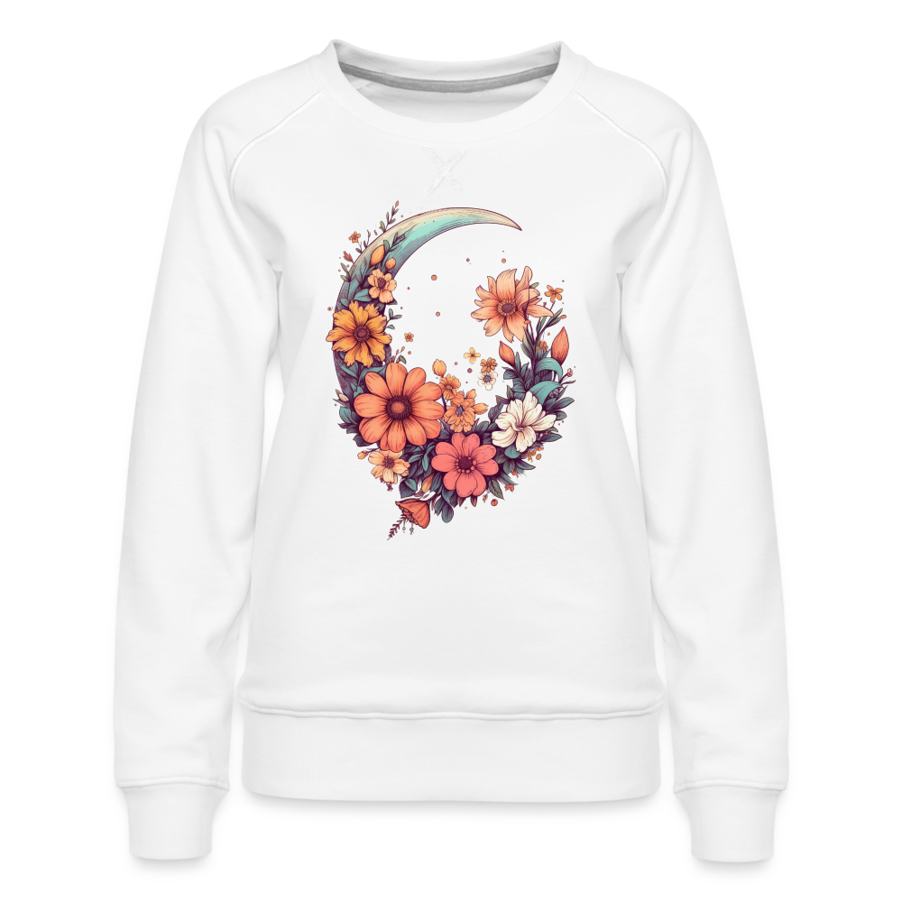 Blumen mit Mond - Frauen Premium Pullover - weiß