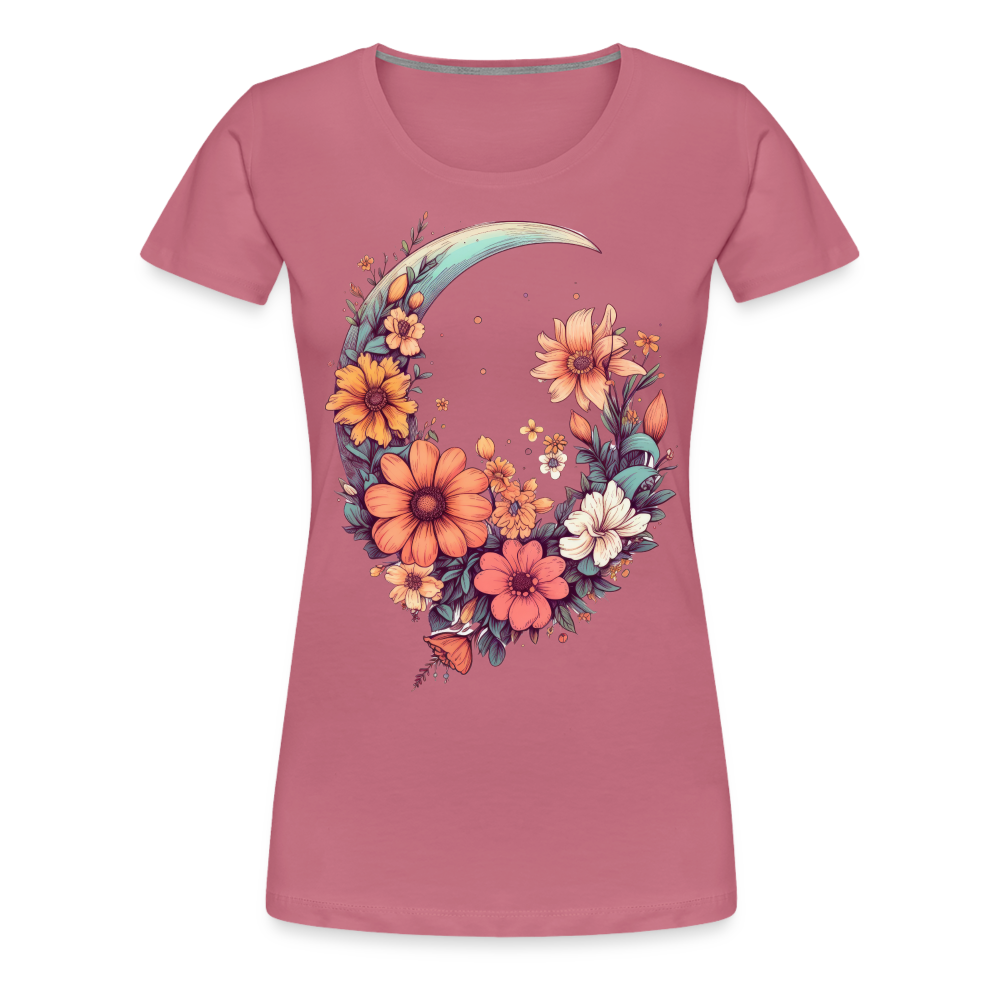 Blumen mit Mond - Frauen Premium T-Shirt - Malve
