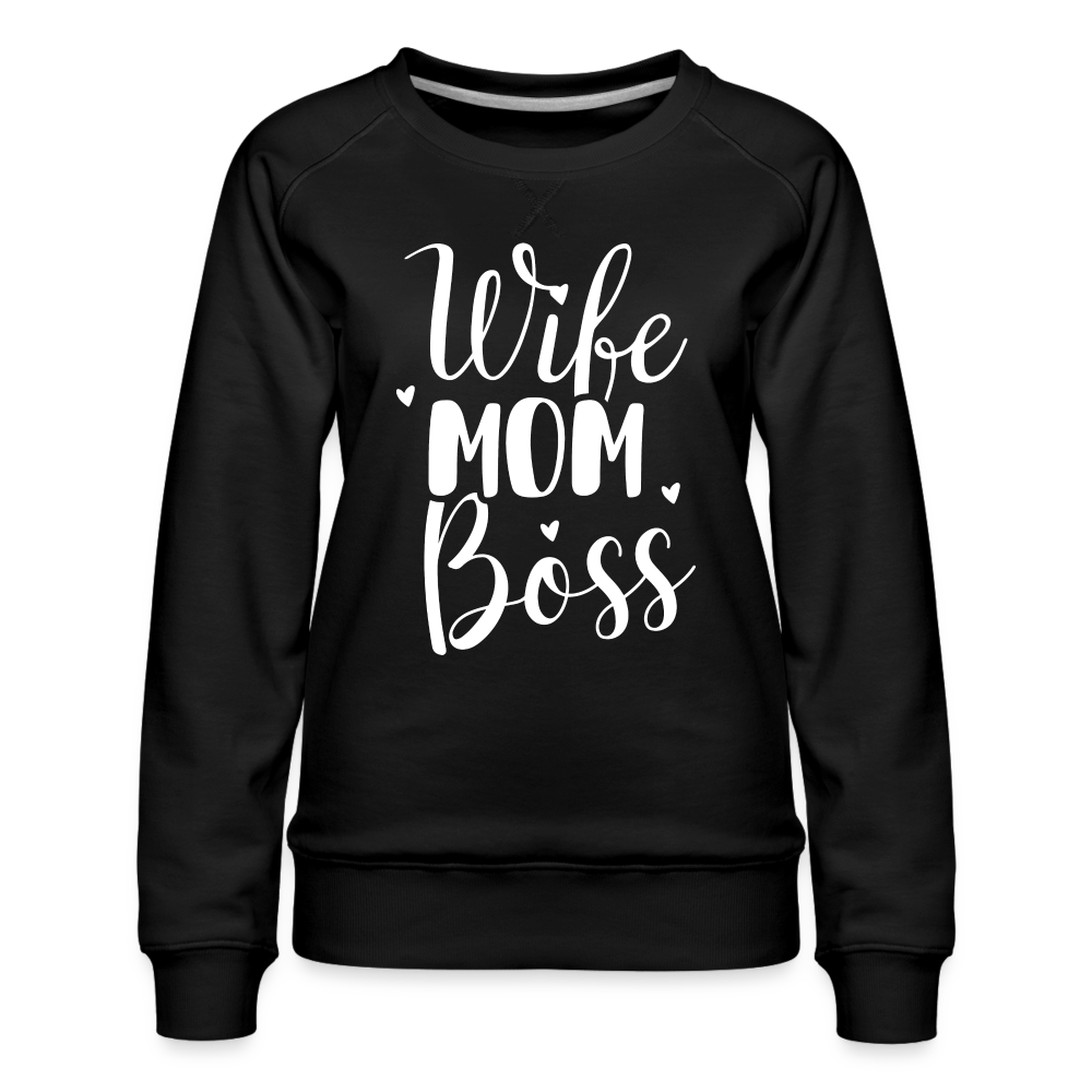 Wife Mom Boss - Frauen Premium Pullover - Schwarz