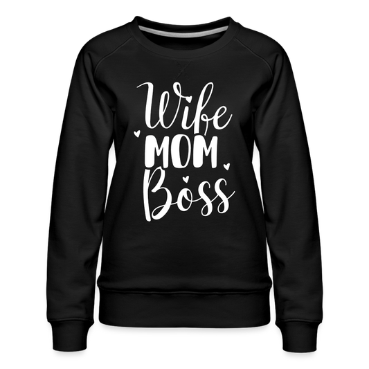 Wife Mom Boss - Frauen Premium Pullover - Schwarz