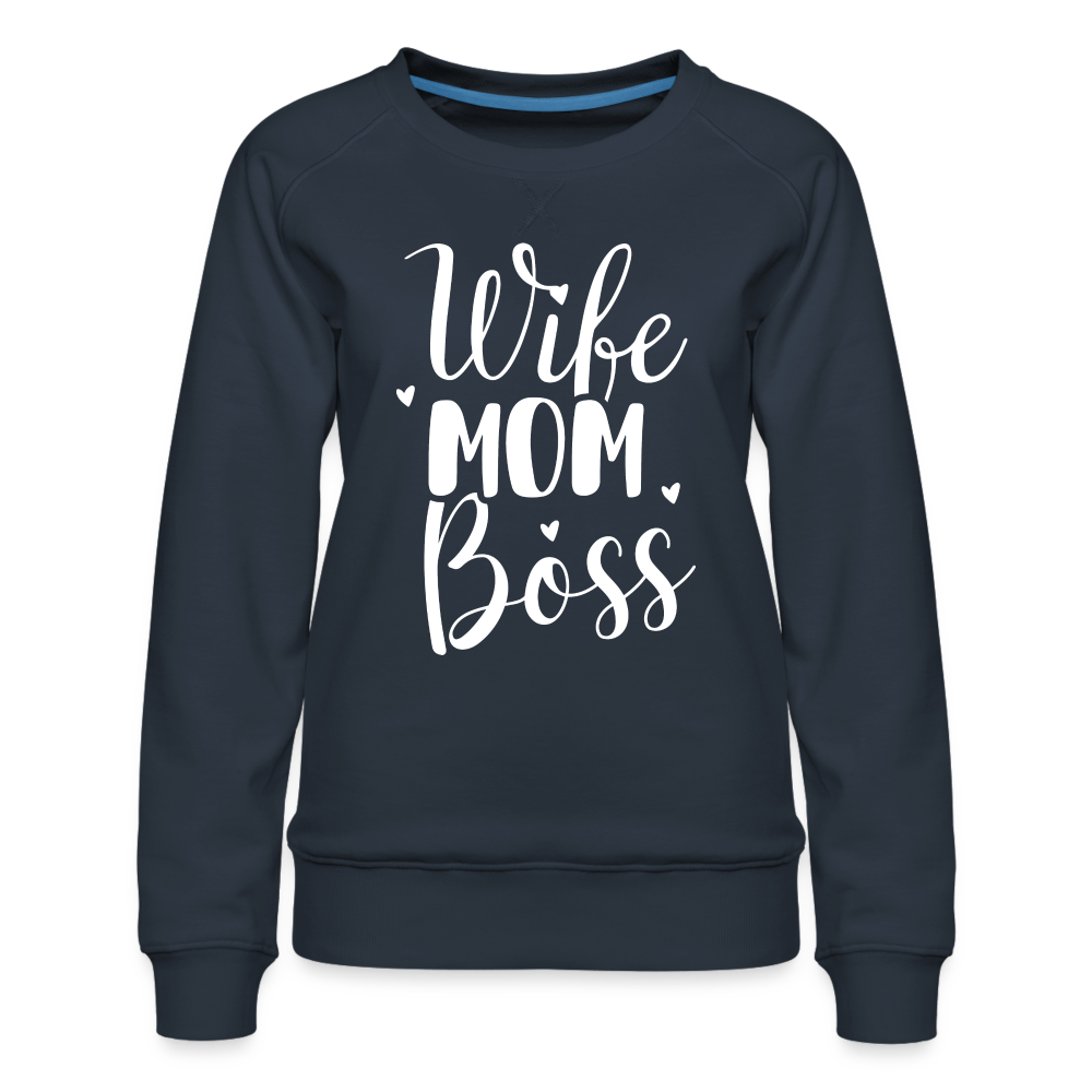 Wife Mom Boss - Frauen Premium Pullover - Navy