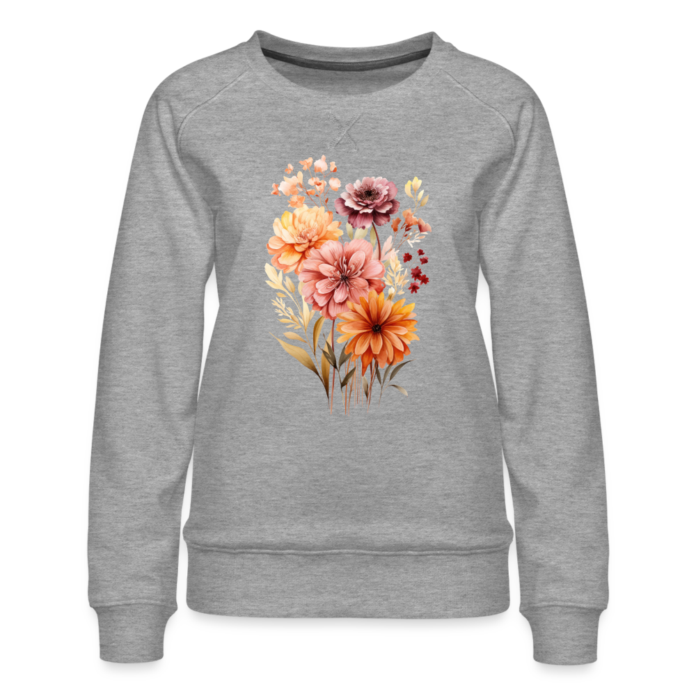 Blumen - Frauen Premium Pullover - Grau meliert