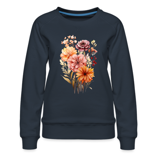 Blumen - Frauen Premium Pullover - Navy