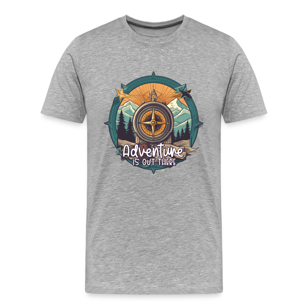 Adventure is out there - Männer Premium Bio T-Shirt - Grau meliert