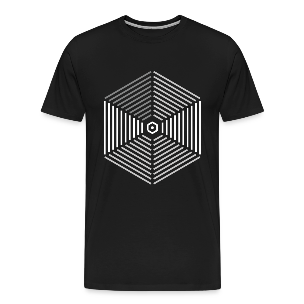Hexagon Line Art - Männer Premium Bio T-Shirt - Schwarz
