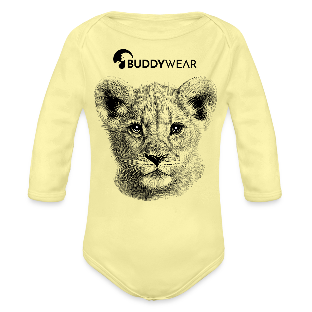 Löwenwelpe BuddyWear Bio-Langarm-Body - Hellgelb