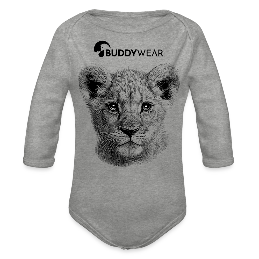 Löwenwelpe BuddyWear Bio-Langarm-Body - Grau meliert