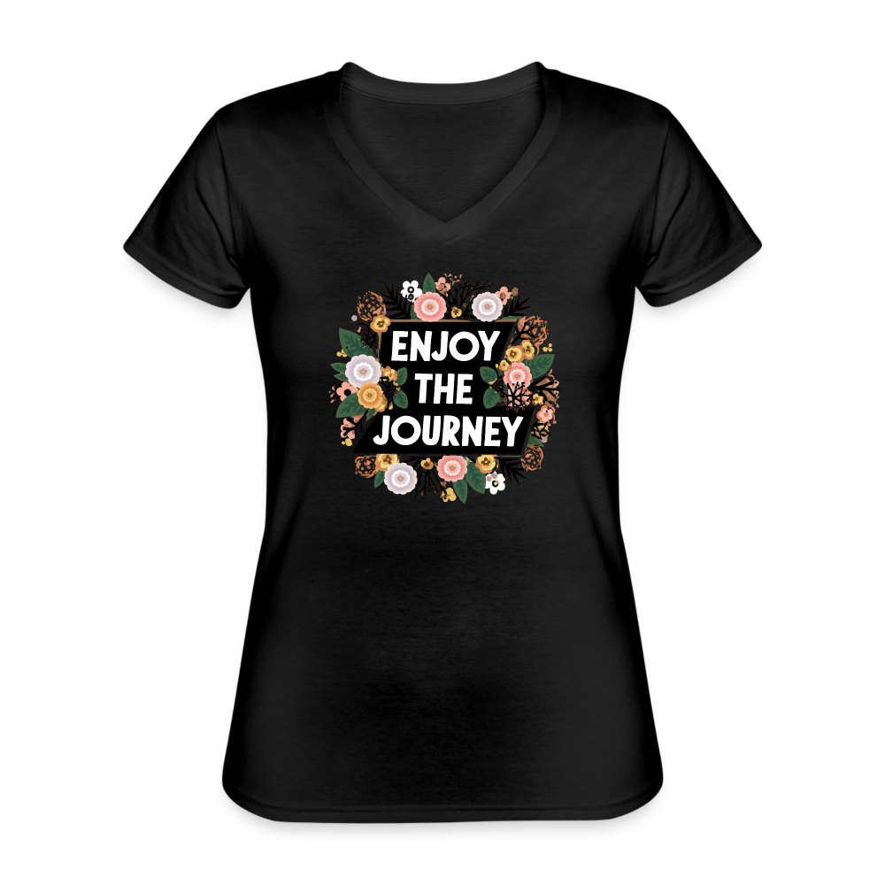 Enjoy the Journey Frauen-T-Shirt mit V-Ausschnitt - Schwarz