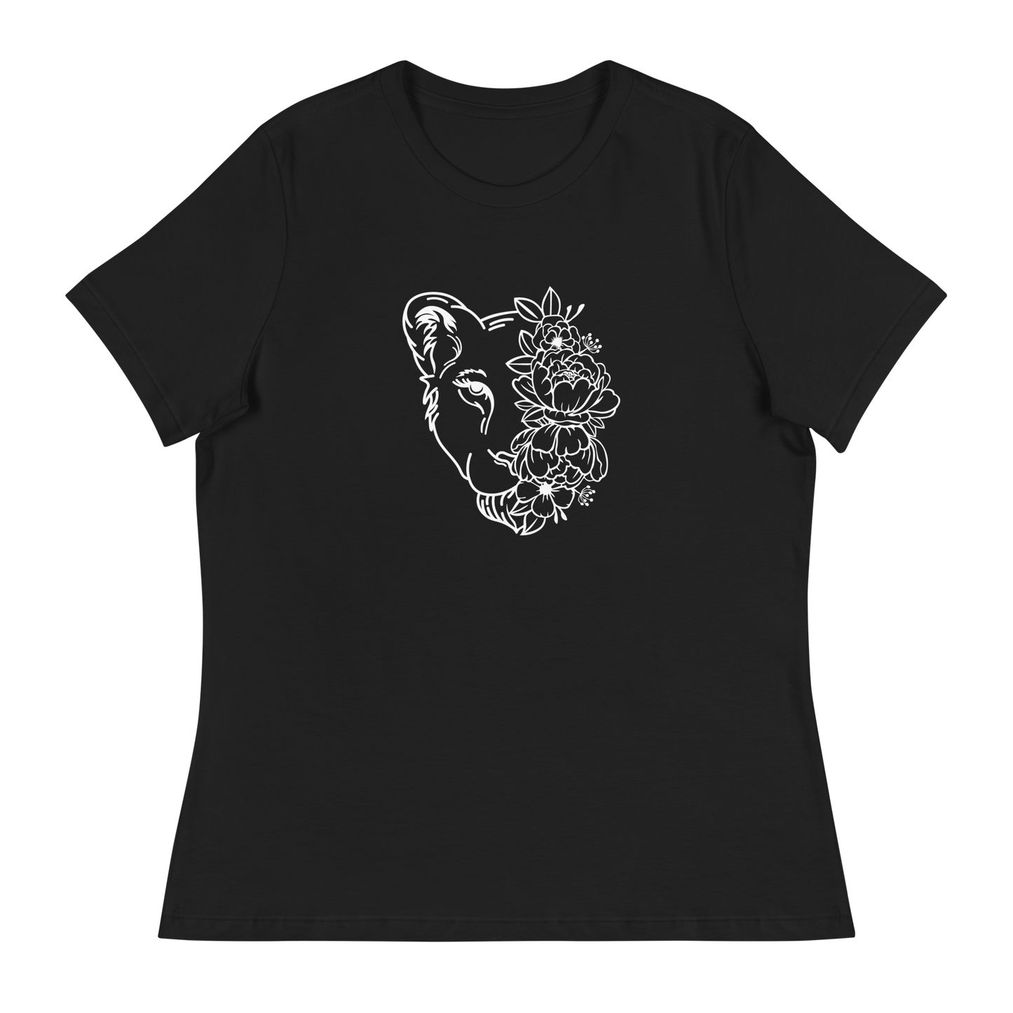 Blumen Löwin Lockeres Damen T-Shirt