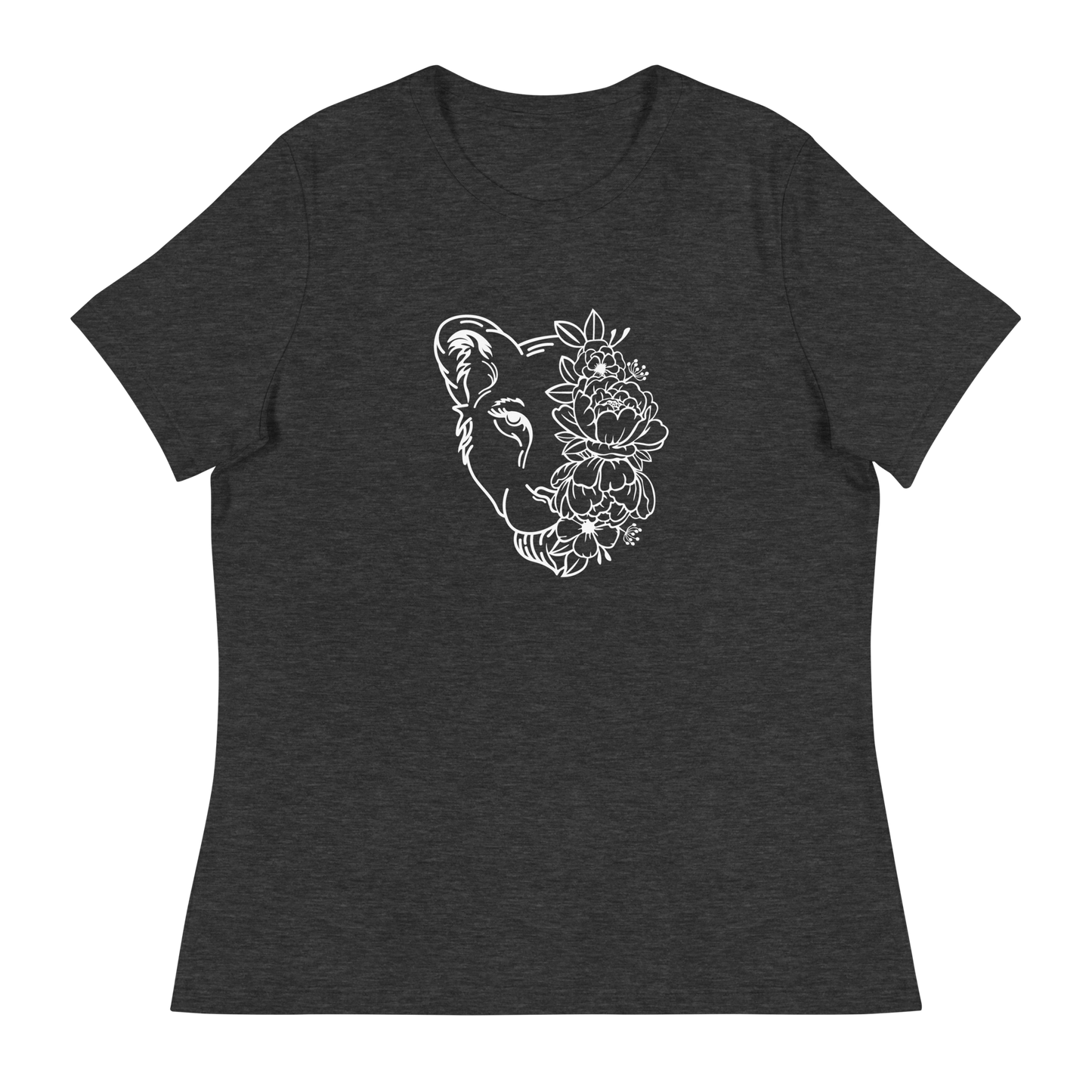 Blumen Löwin Lockeres Damen T-Shirt