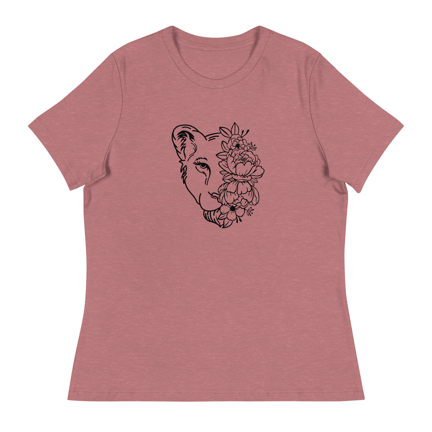 Blumen Löwin Lockeres Damen T-Shirt