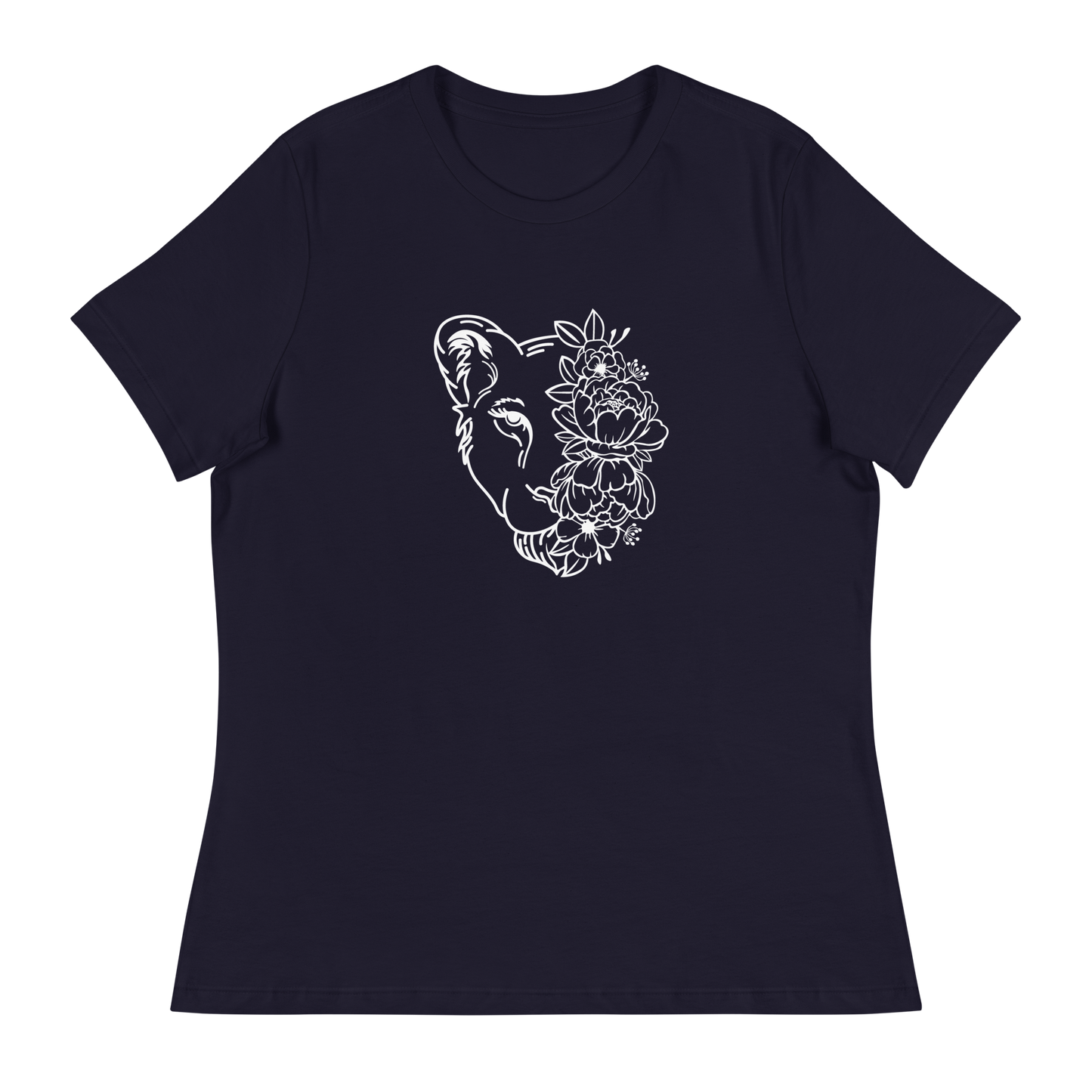Blumen Löwin Lockeres Damen T-Shirt