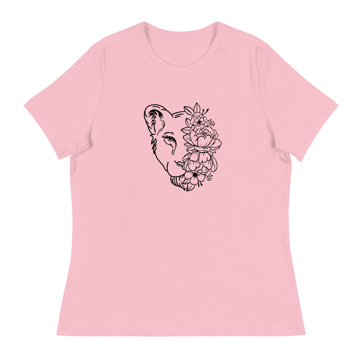 Blumen Löwin Lockeres Damen T-Shirt