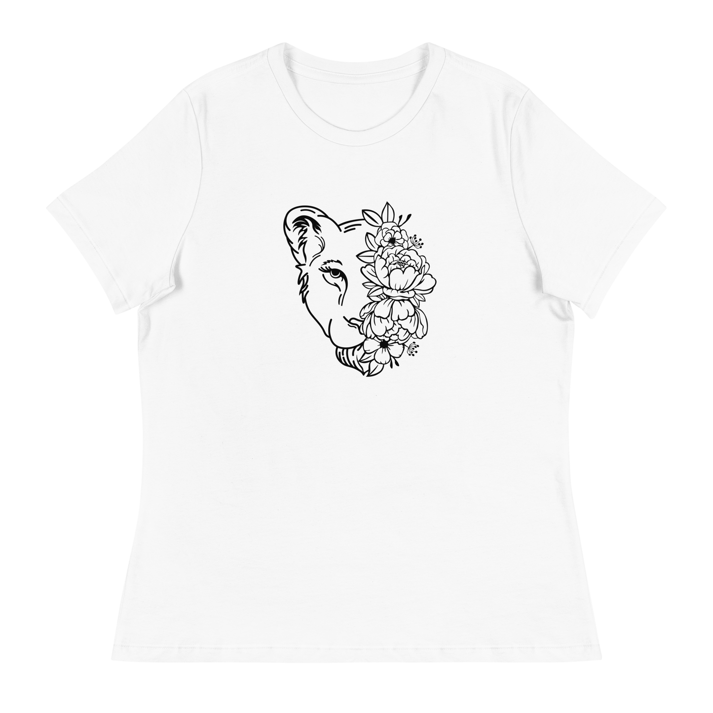 Blumen Löwin Lockeres Damen T-Shirt