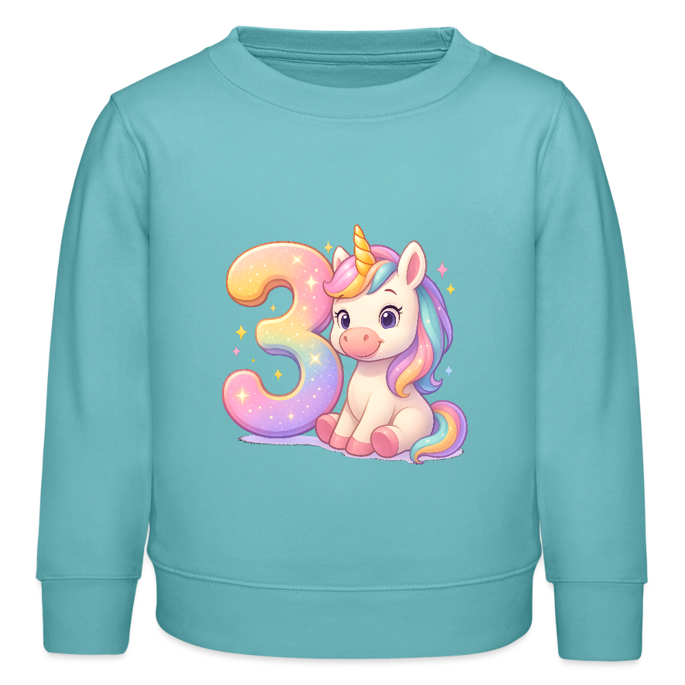 3. Geburtstag Einhorn - Bio Kinder Pullover - Pastelltürkis
