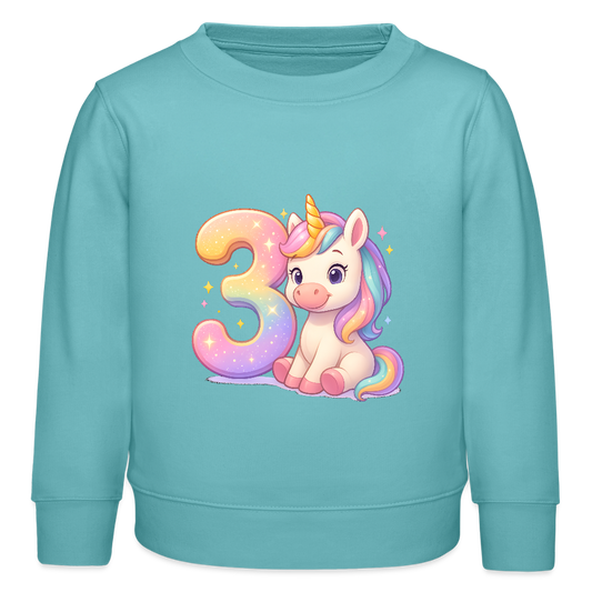3. Geburtstag Einhorn - Bio Kinder Pullover - Pastelltürkis