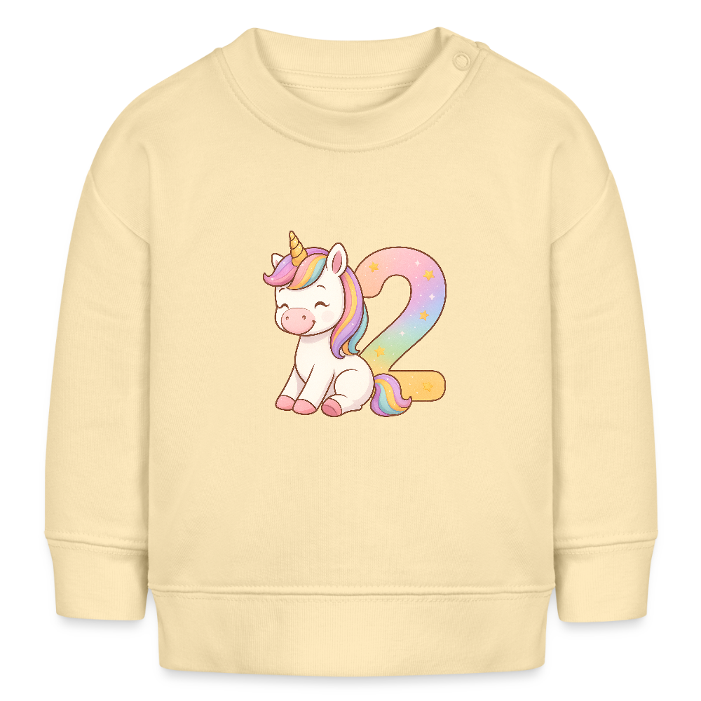 2. Geburtstag Einhorn - Bio Baby Pullover - Creme