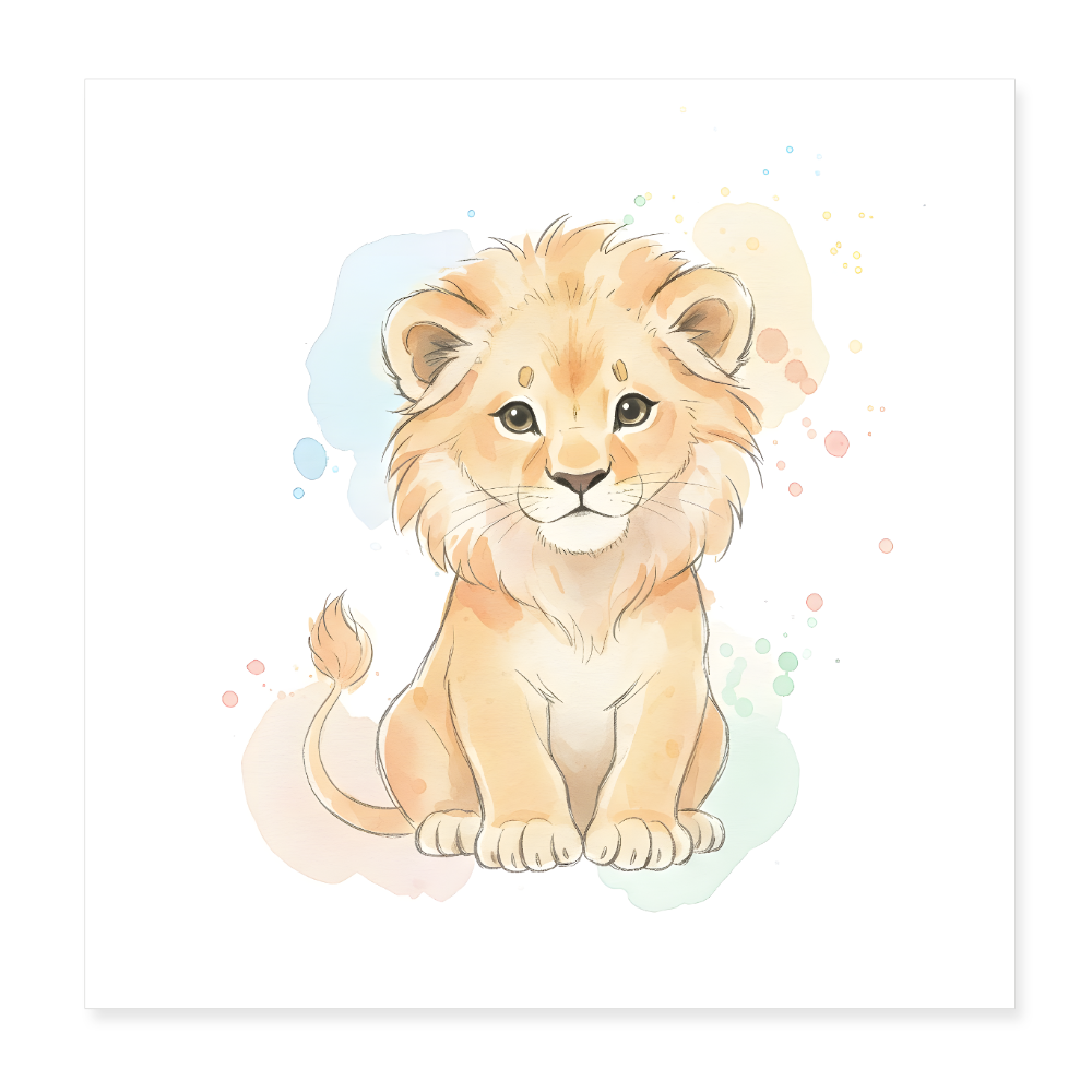 Löwe Poster 20x20 cm - Weiß