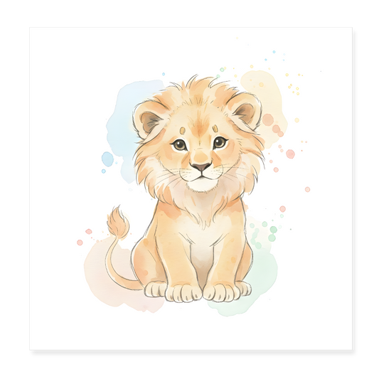 Löwe Poster 20x20 cm - Weiß