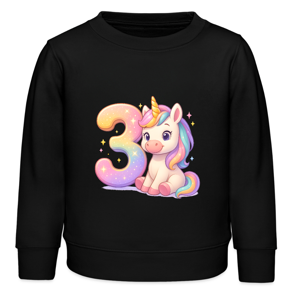 3. Geburtstag Einhorn - Bio Kinder Pullover - Schwarz