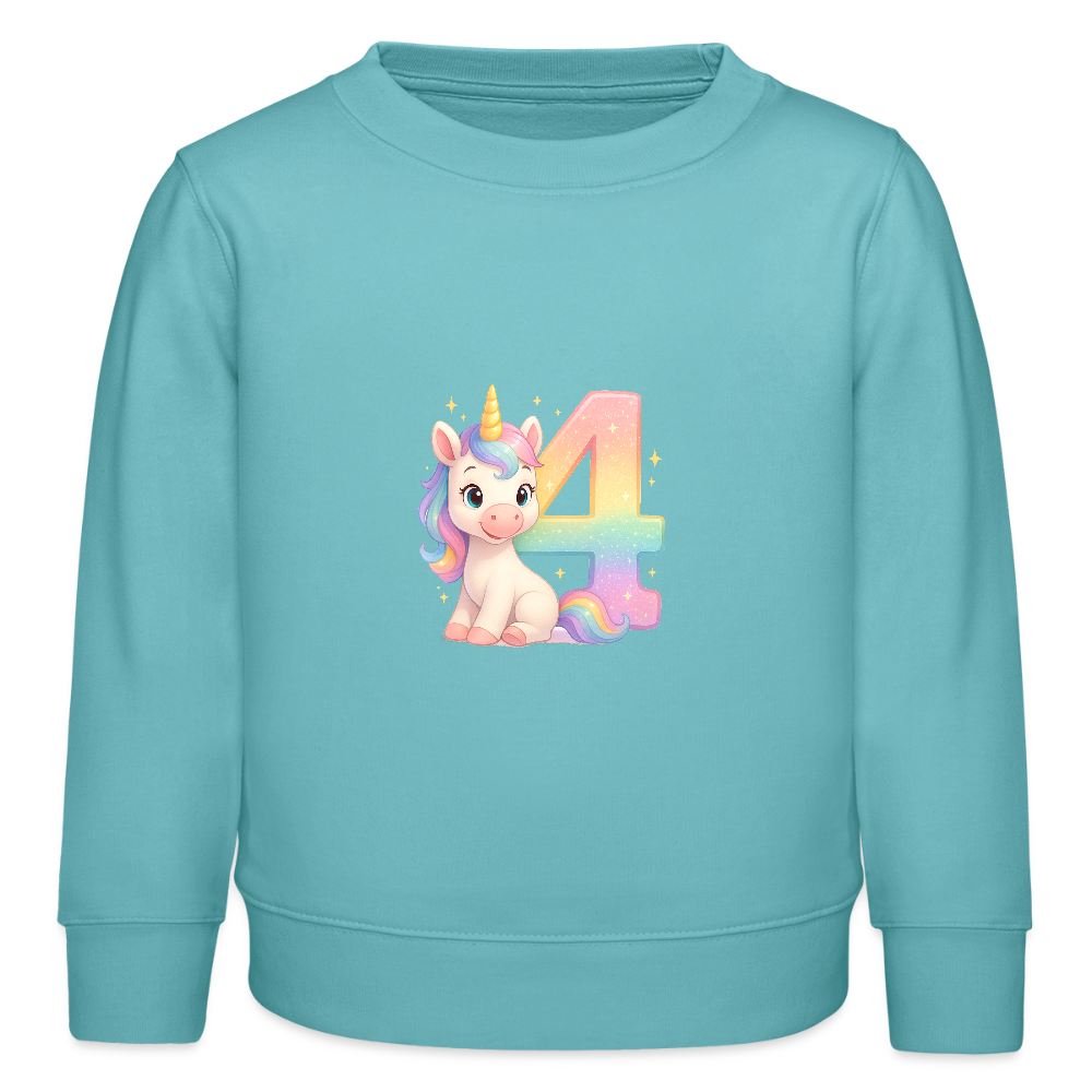 4. Geburtstag Einhorn - Bio Kinder Pullover - Pastelltürkis