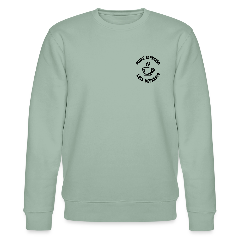 More Espresso / Less Depresso - Bio Unisex Sweatshirt - Helles Graugrün