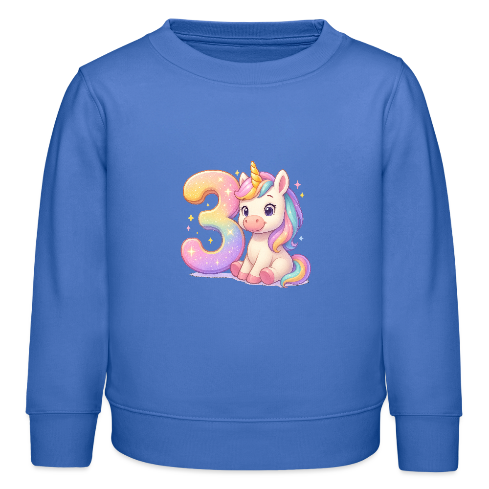 3. Geburtstag Einhorn - Bio Kinder Pullover - carolina Blue