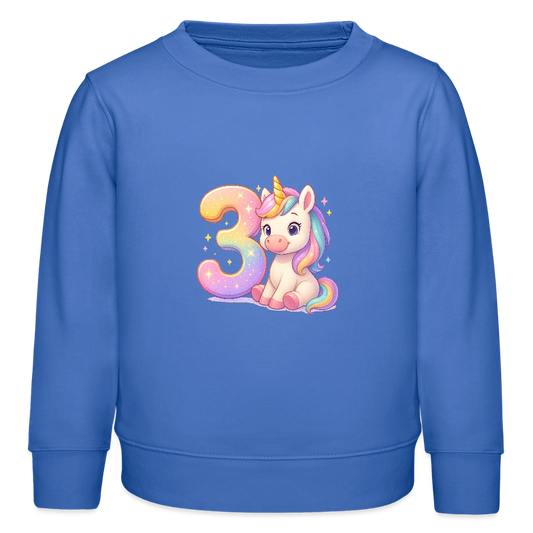 3. Geburtstag Einhorn - Bio Kinder Pullover - carolina Blue