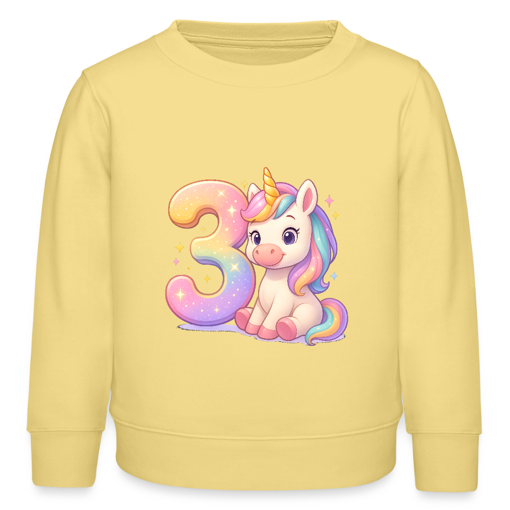 3. Geburtstag Einhorn - Bio Kinder Pullover - Gelb Viva 