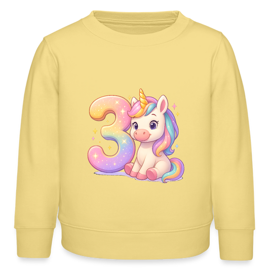 3. Geburtstag Einhorn - Bio Kinder Pullover - Gelb Viva 