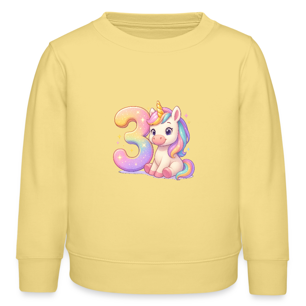 3. Geburtstag Einhorn - Bio Kinder Pullover - Gelb Viva 